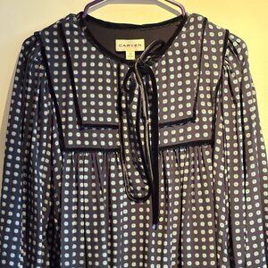 Carven - Blue Pattern Ruffle Dress